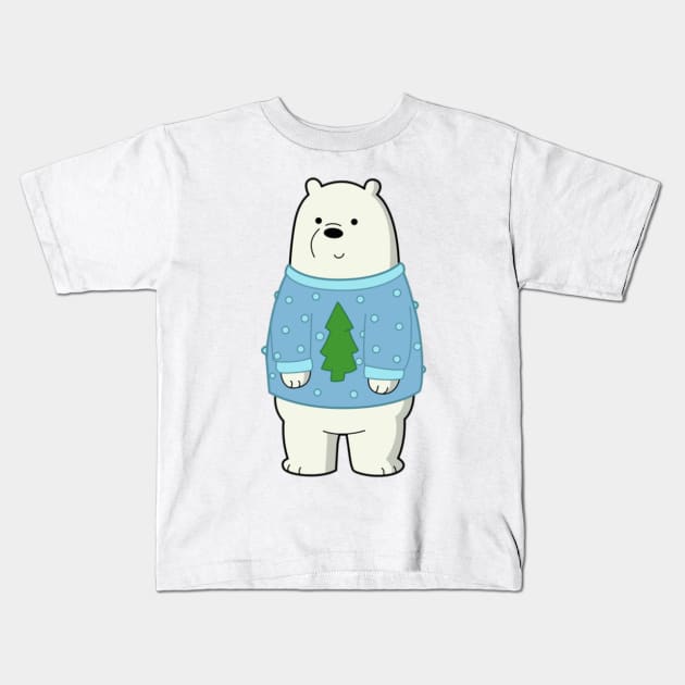 We Bare Bears Christmas Ice Bear Kids T-Shirt by kyokyyosei